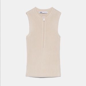 Zara Ribbed Knit Half-Zipper Top